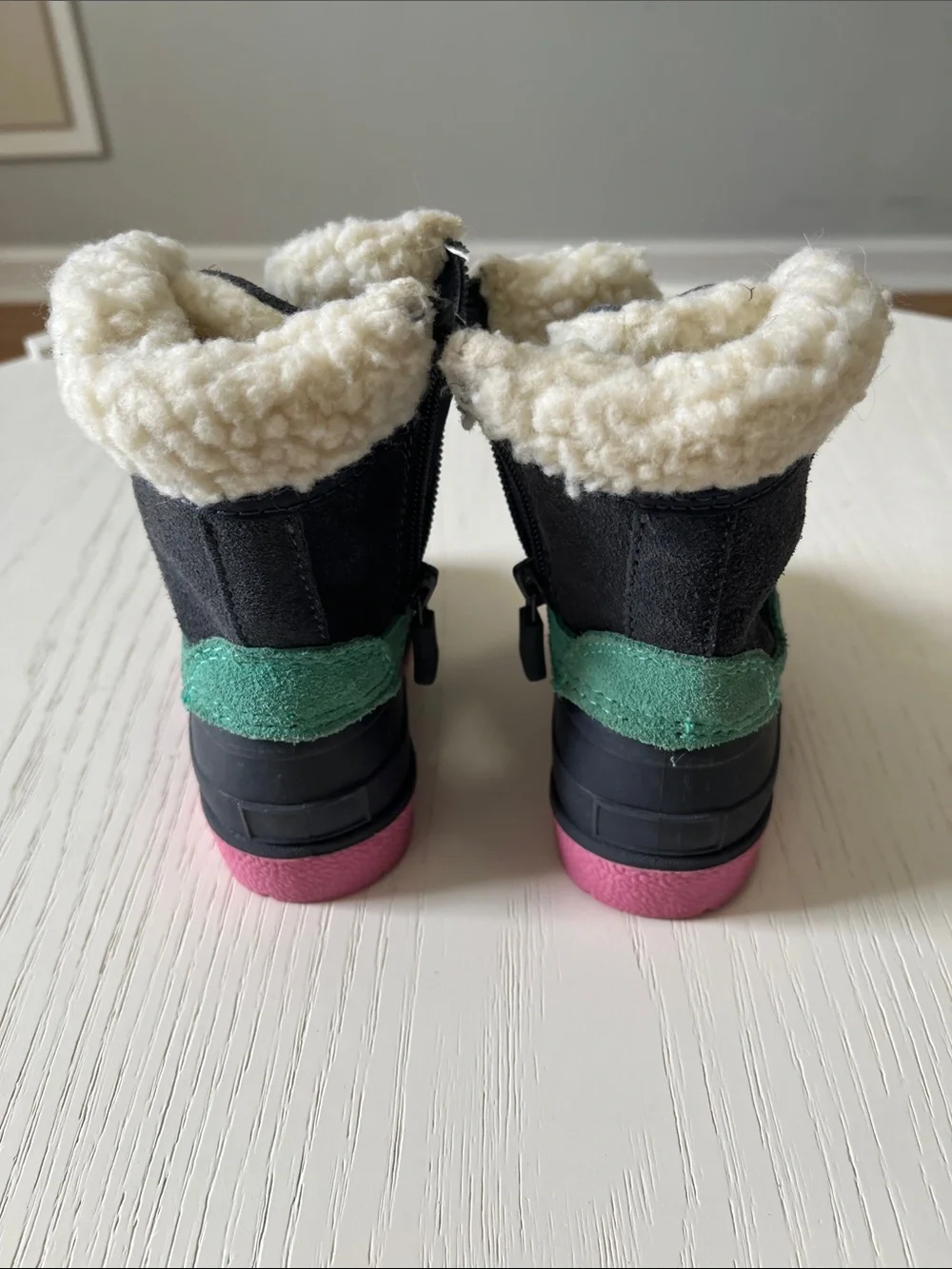 Kids Waterproof Snow Boots in Black, Pink & Teal